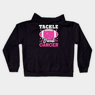 Tackle Cancer Breast Cancer Awareness Ribbon Football Kids Hoodie